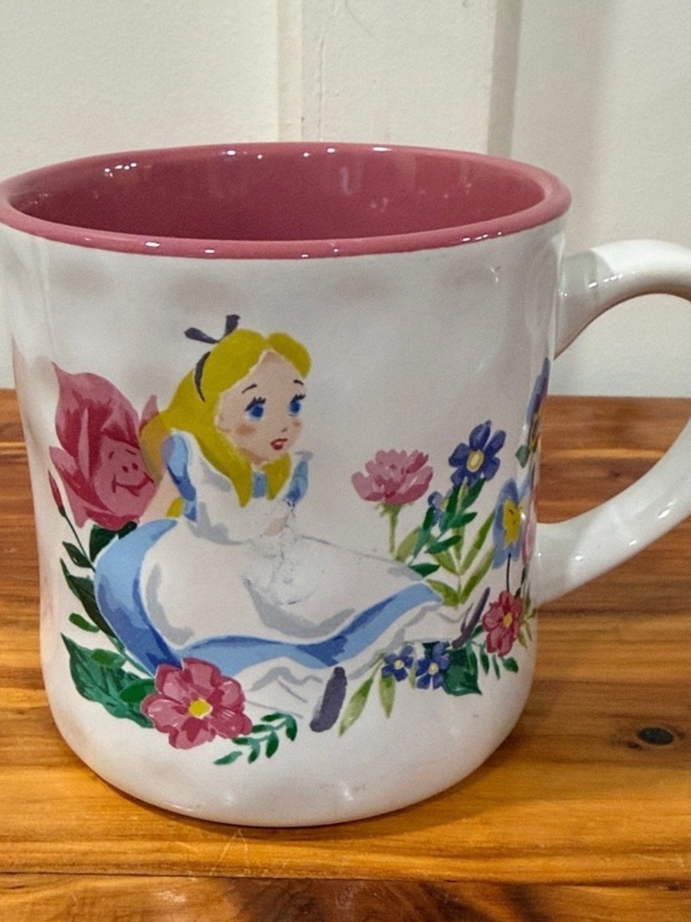 Pink-Interior Floral Storybook Ceramic Mug featuring Classic Character Art